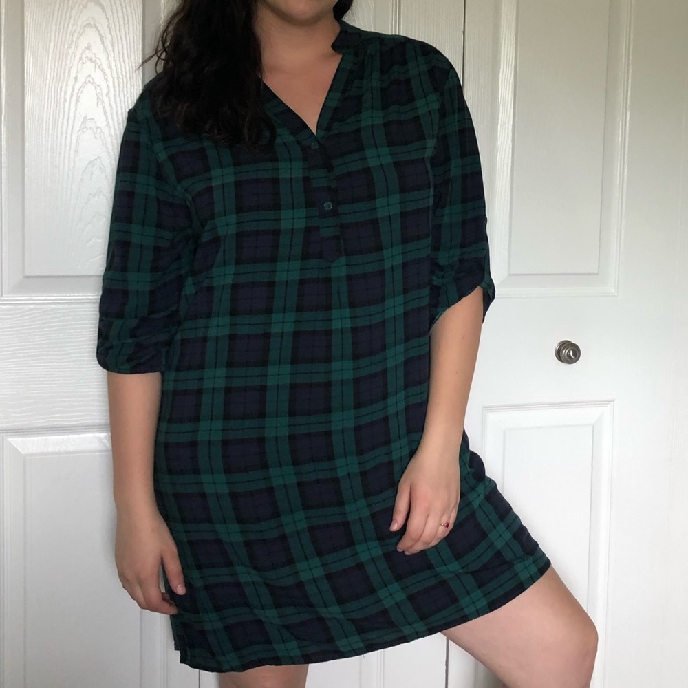Maurice Blue and green plaid dress
